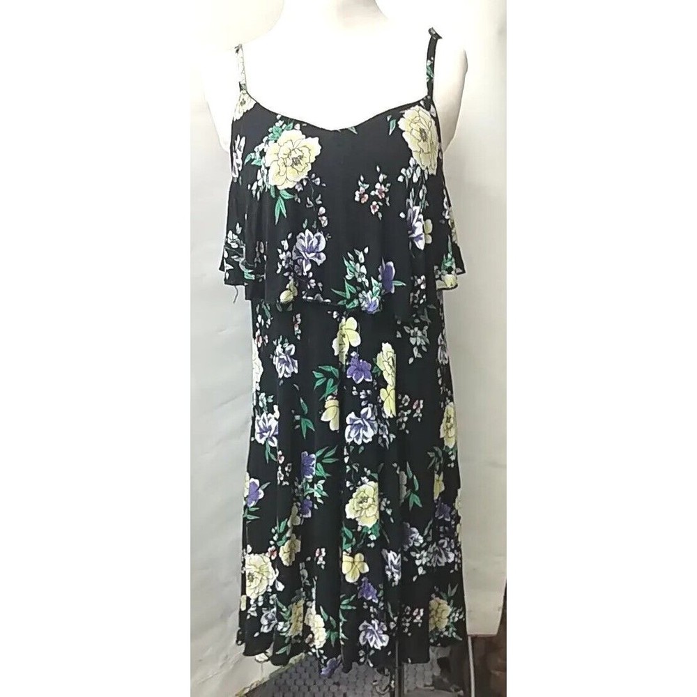 Torrid Black Floral Spaghetti Strap Summer Spring Skater Size 00 Plus Size
